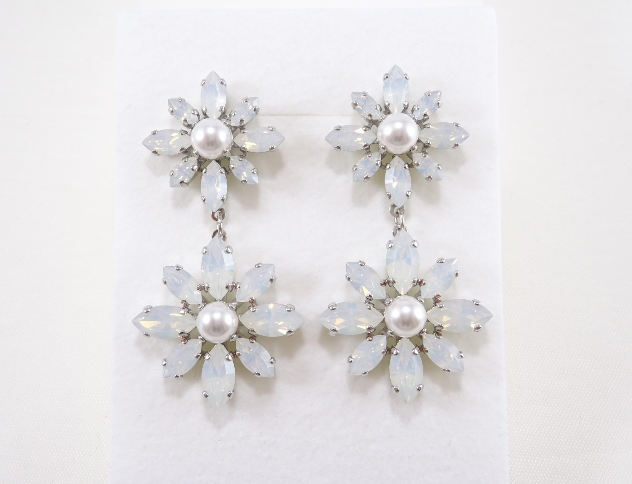 Double flower bijou/Pearl Silver